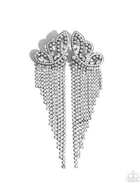 paparazzi Sparkling Silver Cascade Fringe Earrings
